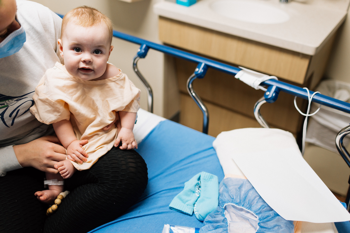 baby on surgery bed