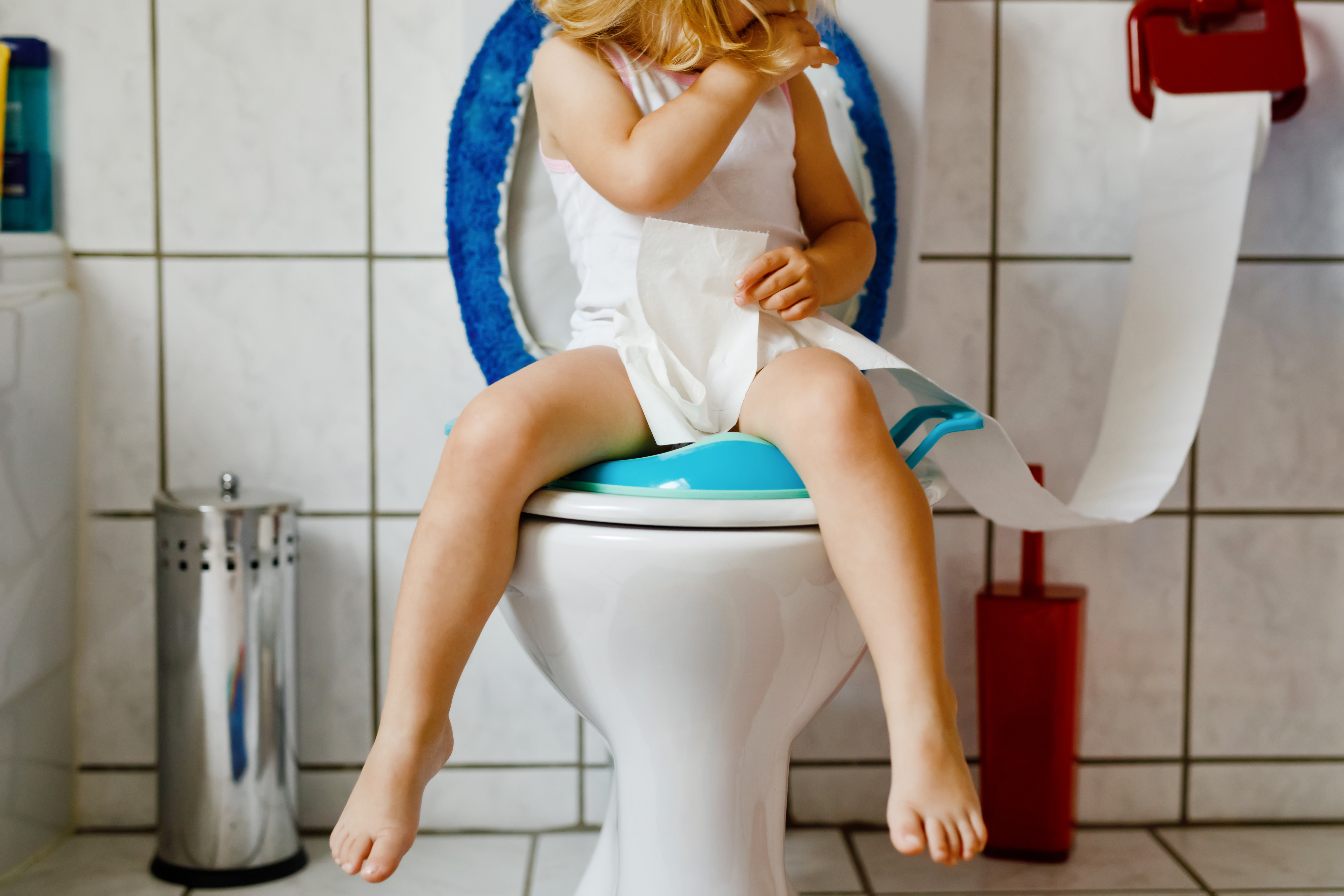 little girl on toilet
