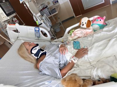 Olivia in the hospital bed