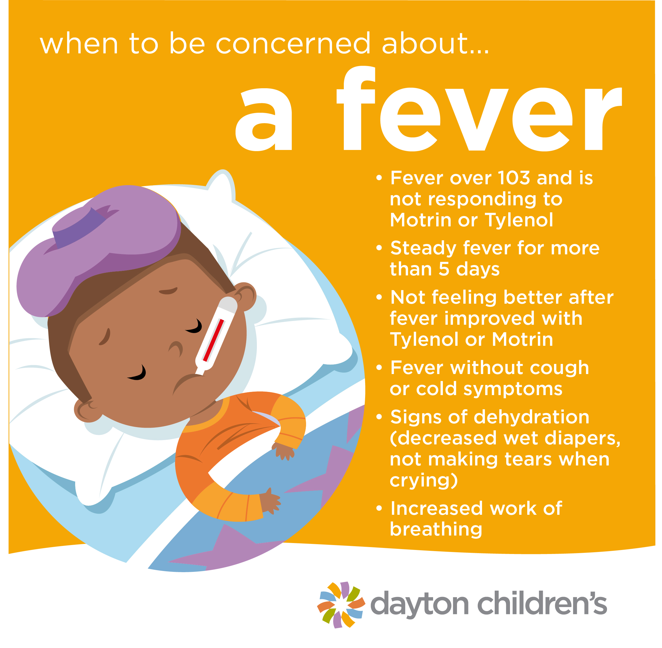 child holding head with fever