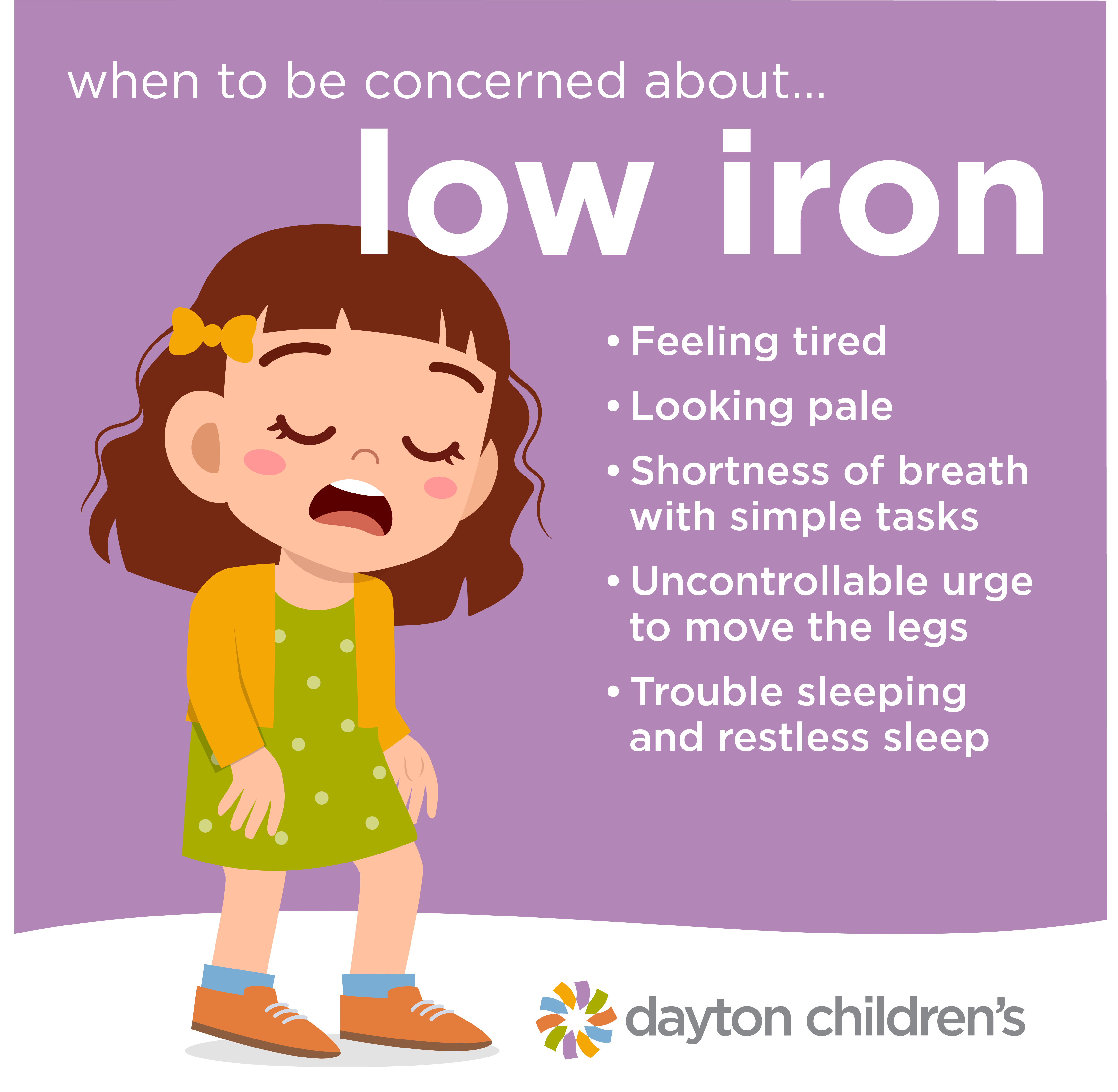 tired girl with symptoms for when to be concerned about low iron