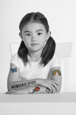 young girl with on our sleeves icons