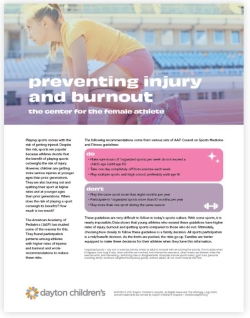 preventing injury and burnout Center for the Female Athlete at Dayton Children's