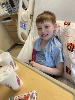 Mason in the hospital, just after his diagnosis