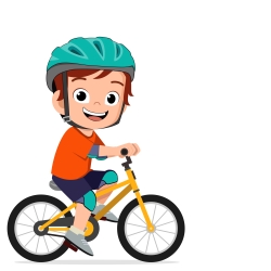 cartoon boy on a bike