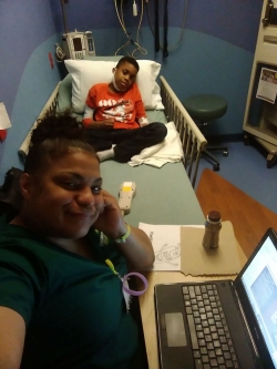 Carlos in the hospital with his grandmother