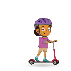cartoon girl on a scooter