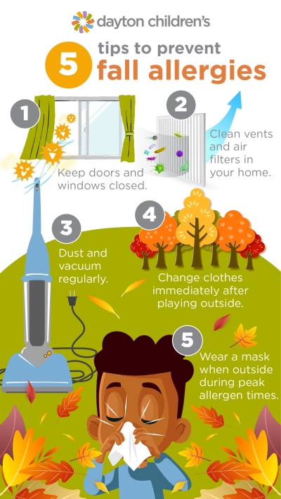 5 tips to prevent fall allergies graphic