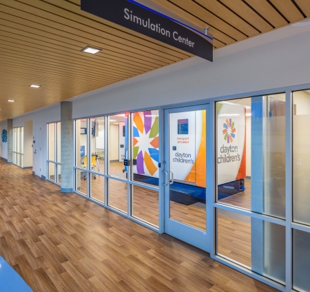 entrance of the simulation center at Dayton Children's