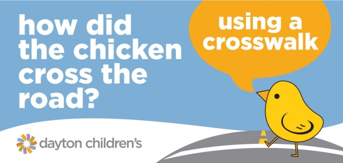 chicken using a crosswalk cartoon image