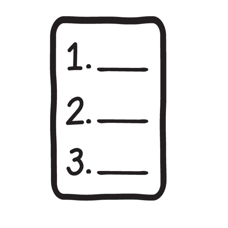 cartoon image of a list with 3 numbers
