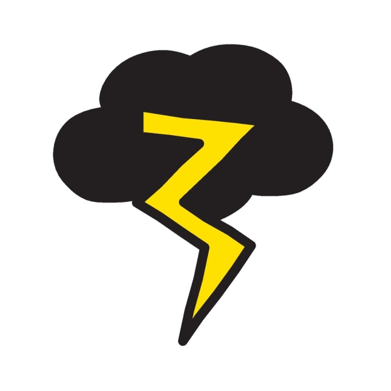 cartoon image of a storm cloud with lighting 