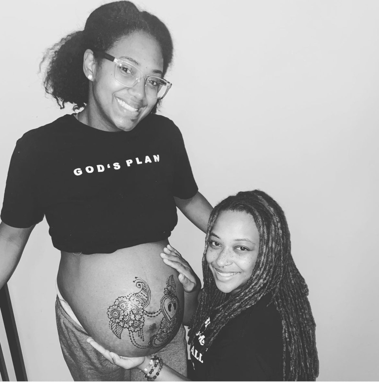 Maleka James with a pregnant patient