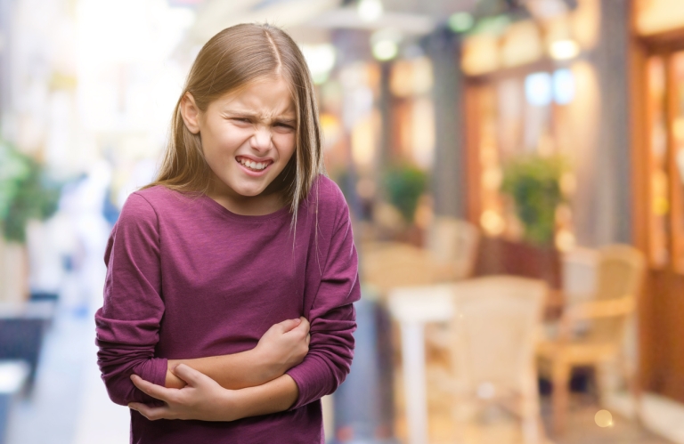 Girl with stomach pain