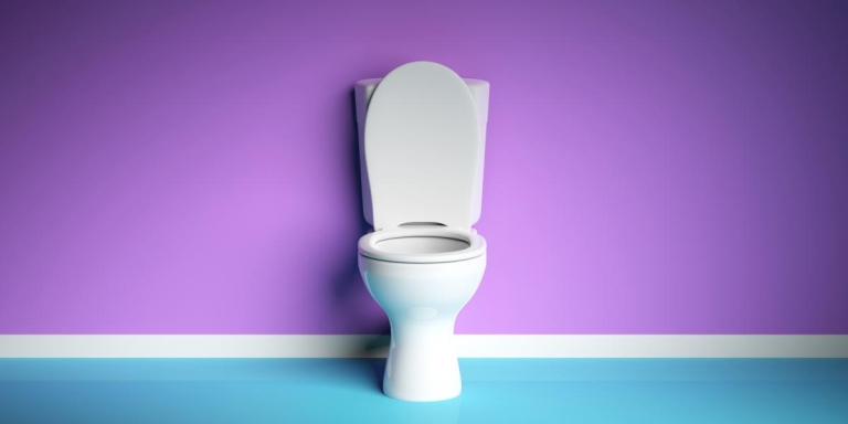 toilet on blue and purple background